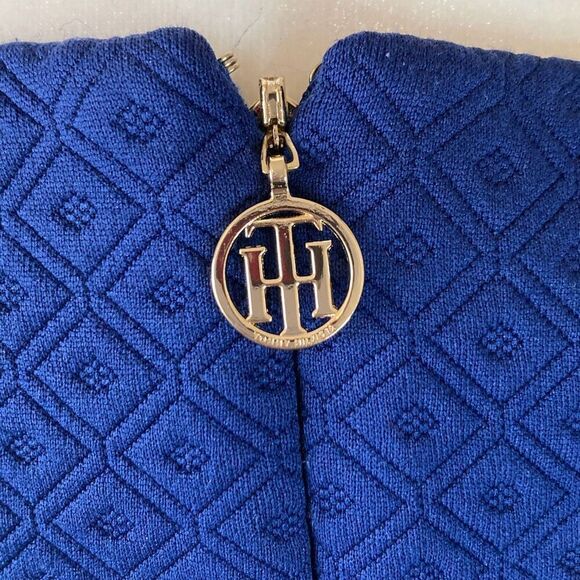 Tommy Hilfiger Sheath Dress with‎ Basketweave pattern Royal Blue Size 8 - Picture 3 of 10